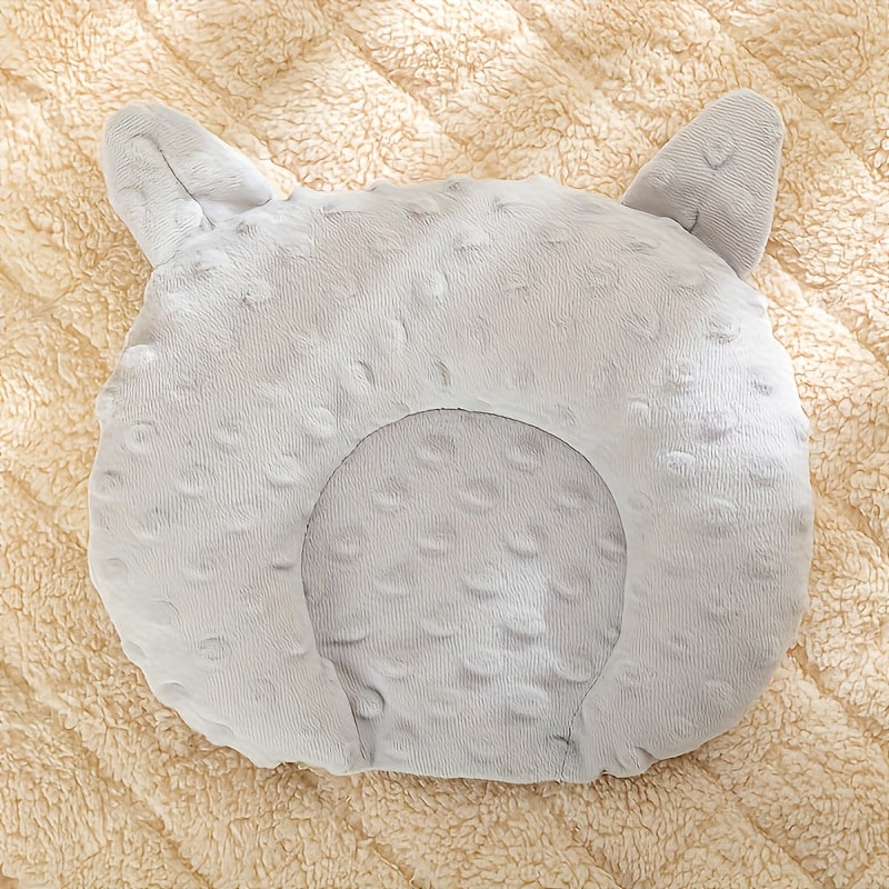 Cozy U-Shaped Cartoon Dog Bed for Small Dogs & Toy Breeds - Soft Polyester Fleece Oval Sleep Pad with Solid Yellow Color, Warm & Durable Design for Deep Sleep & Home Decor, Cute Dog Bed, Fluffy Texture
