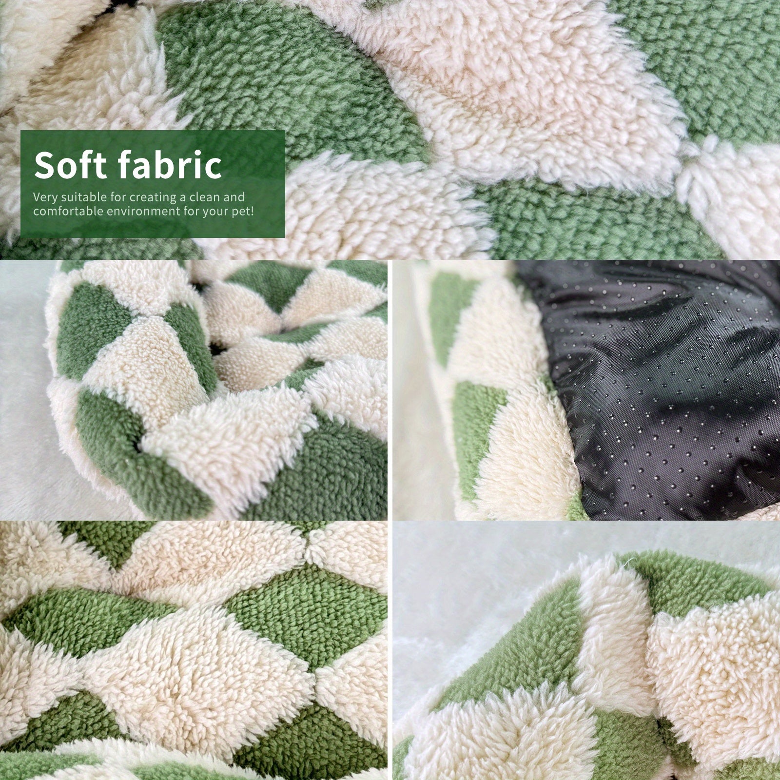 Cozy Plaid Dog Bed - Soft Small Dog Crate Pad with Breathable Anti-Slip Design, Green Checkered Pattern for Puppies & Cats, Extra Small Dog Bed for Indoor Use, Pet Bedding, Checkered Design, Durable Pet Furniture