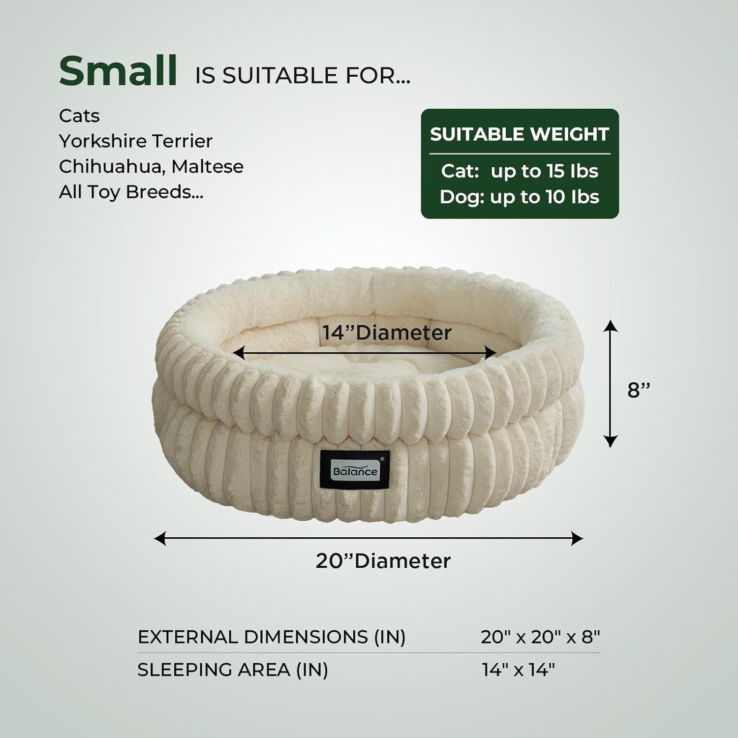 Cat Bed Kitten Bed, Washable Round Cat Beds for Indoor Cats, Super Soft Plush Faux Fur Pet Bed for Puppy and Kitten with Anti-Slip Bottom