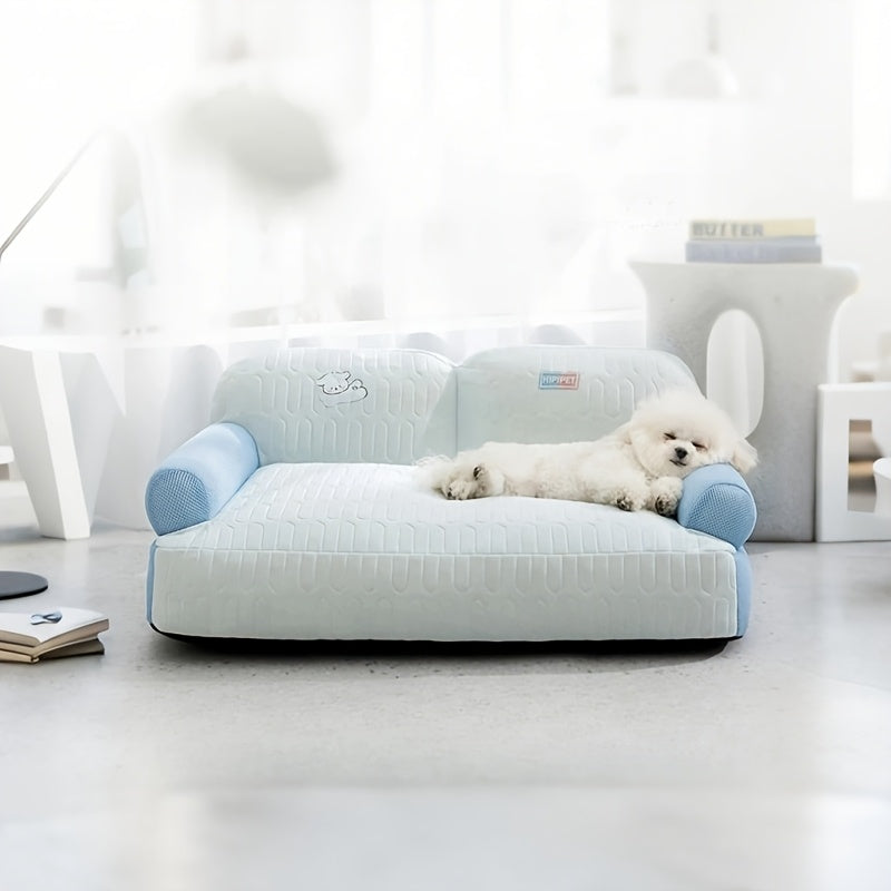 Breathable Removable Washable Dog Sofa Bed - Spring Summer Pet Nest with Cartoon Dog Design, Removable Washable Polyester Bed Mat for Small Medium Large Dogs, Pet Furniture Bed, Playful Design, Easy Maintenance
