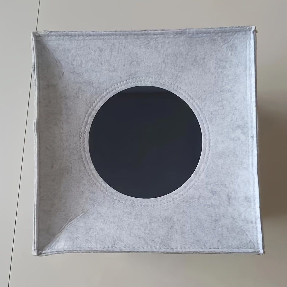 2pcs Felt Cat Bed Combination Pack: 1 Comfortable Felt Cat Bed + 1 Random Coaster - Soft, Washable, Foldable, Semi-enclosed Square Cat Bed Suitable for Cats and Small Dogs - Comfortable for All Seasons, Easy to Assemble, Portable Design
