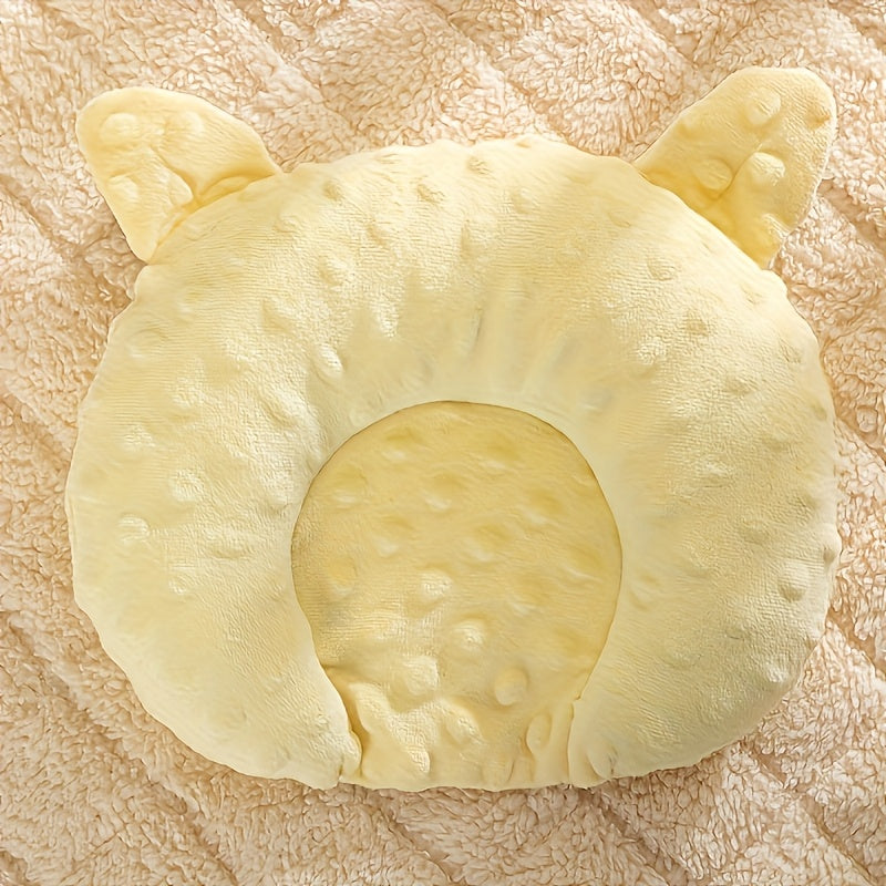 Cozy U-Shaped Cartoon Dog Bed for Small Dogs & Toy Breeds - Soft Polyester Fleece Oval Sleep Pad with Solid Yellow Color, Warm & Durable Design for Deep Sleep & Home Decor, Cute Dog Bed, Fluffy Texture