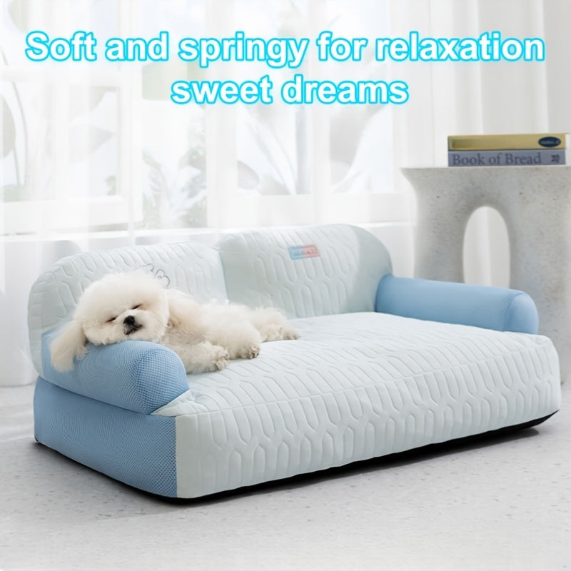 Breathable Removable Washable Dog Sofa Bed - Spring Summer Pet Nest with Cartoon Dog Design, Removable Washable Polyester Bed Mat for Small Medium Large Dogs, Pet Furniture Bed, Playful Design, Easy Maintenance