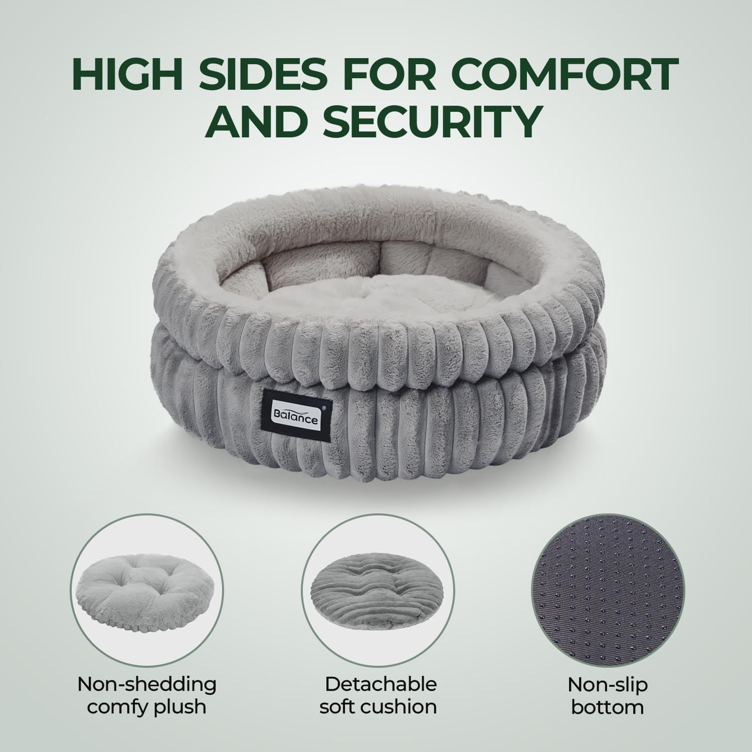 Cat Bed Kitten Bed, Washable Round Cat Beds for Indoor Cats, Super Soft Plush Faux Fur Pet Bed for Puppy and Kitten with Anti-Slip Bottom