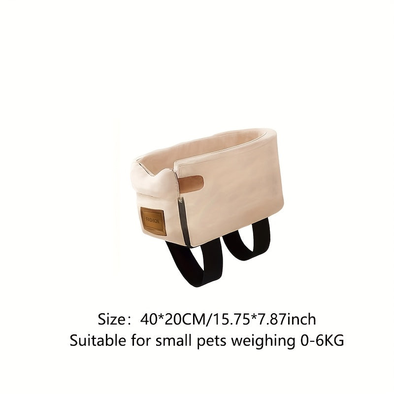 Cozy Pet Bed for Car Travel - Soft Polyester Dog Nest with Plush Brown & White Mat, Secure Zipper Closure, and Large Viewing Window, Perfect for Small to Medium Dogs, Car Travel Accessories