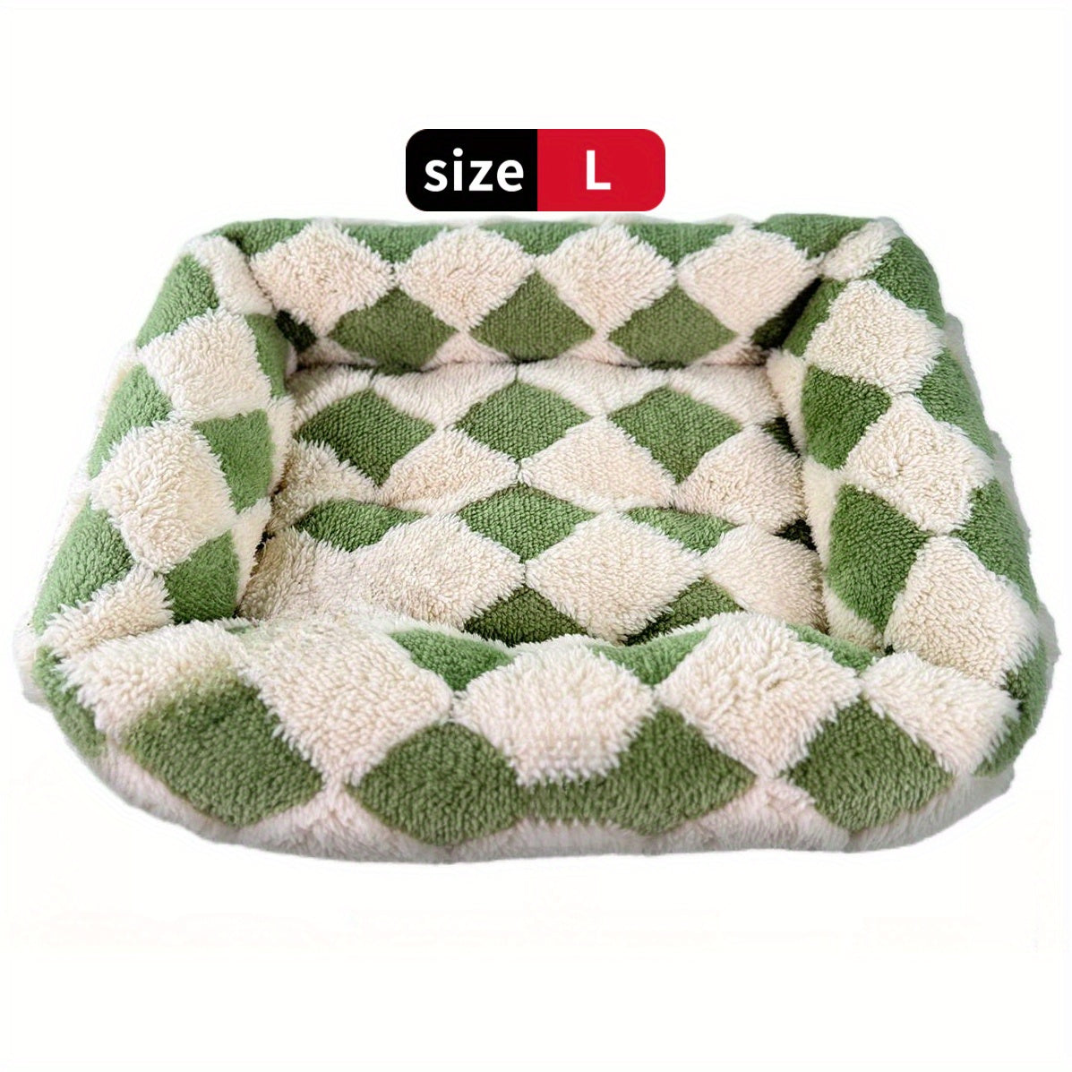 Cozy Plaid Dog Bed - Soft Small Dog Crate Pad with Breathable Anti-Slip Design, Green Checkered Pattern for Puppies & Cats, Extra Small Dog Bed for Indoor Use, Pet Bedding, Checkered Design, Durable Pet Furniture