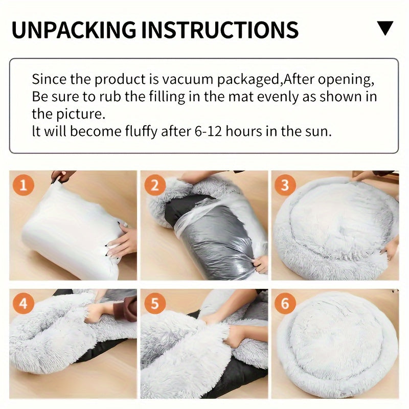 Cozy Fleece Cat Bed for Small Cats - Soft, Warm & Deep Sleeping Condo with Plush Gray & White Design, Classic Style, No Assembly Required, Perfect for Indoor Cats, Cat Bed for Small Cats, Indoor Pet Furniture, Classic Pet Furniture, Plush Pet Furniture