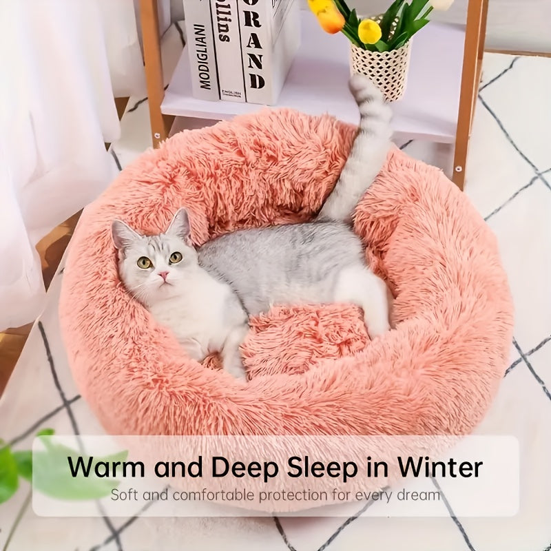 Cozy Fleece Cat Bed for Small Cats - Soft, Warm & Deep Sleeping Condo with Plush Gray & White Design, Classic Style, No Assembly Required, Perfect for Indoor Cats, Cat Bed for Small Cats, Indoor Pet Furniture, Classic Pet Furniture, Plush Pet Furniture
