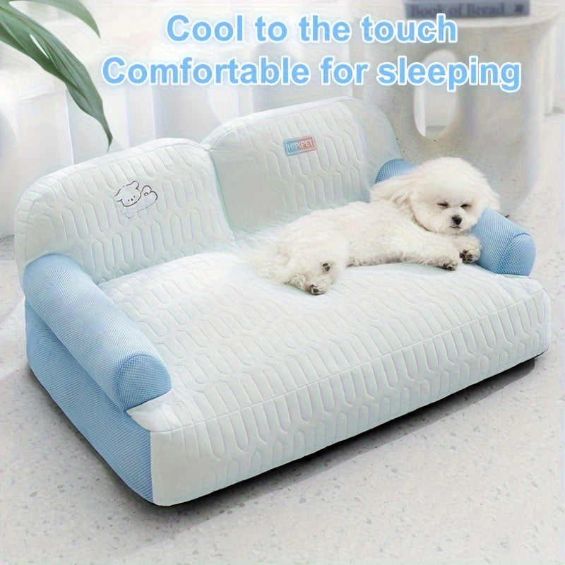 Breathable Removable Washable Dog Sofa Bed - Spring Summer Pet Nest with Cartoon Dog Design, Removable Washable Polyester Bed Mat for Small Medium Large Dogs, Pet Furniture Bed, Playful Design, Easy Maintenance