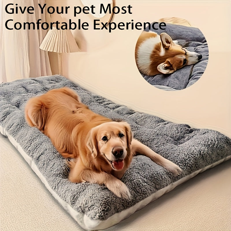Extra Large Plush Dog Bed Sofa - Thick Soft Polyester Pet Mattress for Small Medium Large Dogs & Cats, Cushioned Rectangular Design with Grid Pattern, All-Season Cozy Furniture for Indoor/Outdoor Use, Pet Furniture Bed, Cozy Pet Furniture, Decorative Pet