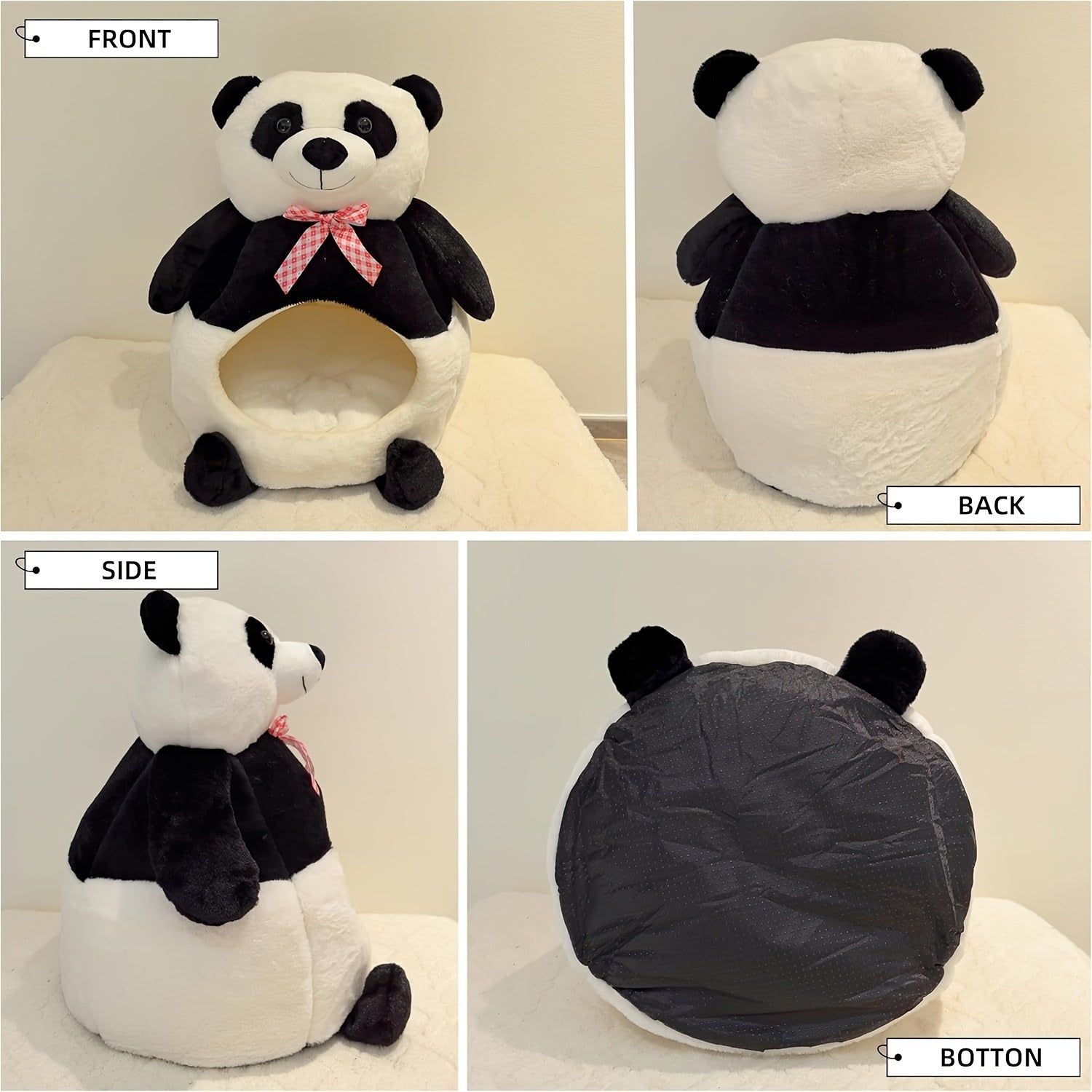 Warm Cozy Portable Pet Bed for Cats & Small Dogs - Semi-Enclosed Nest with Cute Bear Design, Polyester, Contemporary Style