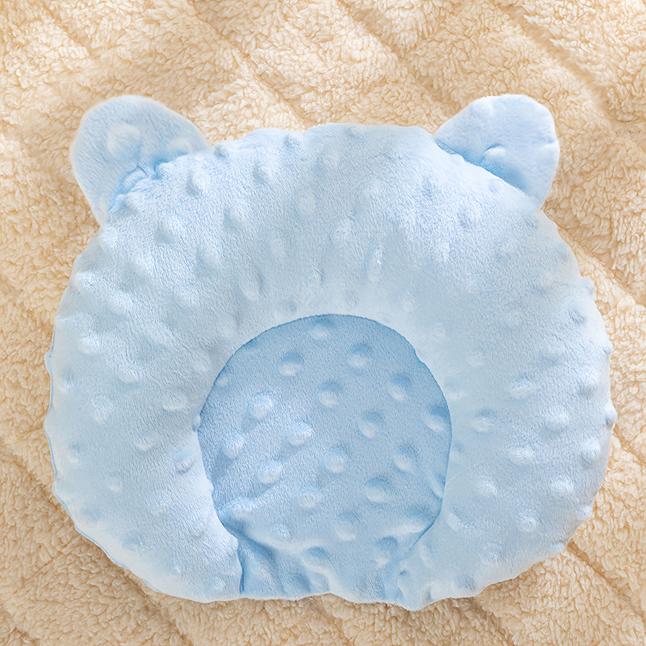 Cozy U-Shaped Cartoon Dog Bed for Small Dogs & Toy Breeds - Soft Polyester Fleece Oval Sleep Pad with Solid Yellow Color, Warm & Durable Design for Deep Sleep & Home Decor, Cute Dog Bed, Fluffy Texture