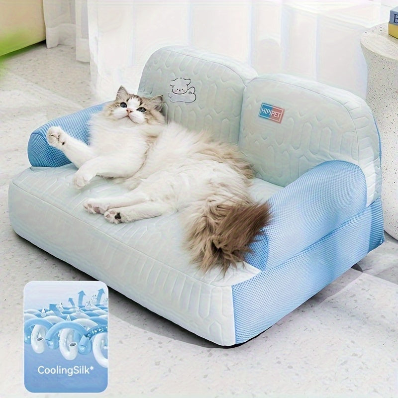 Breathable Removable Washable Dog Sofa Bed - Spring Summer Pet Nest with Cartoon Dog Design, Removable Washable Polyester Bed Mat for Small Medium Large Dogs, Pet Furniture Bed, Playful Design, Easy Maintenance