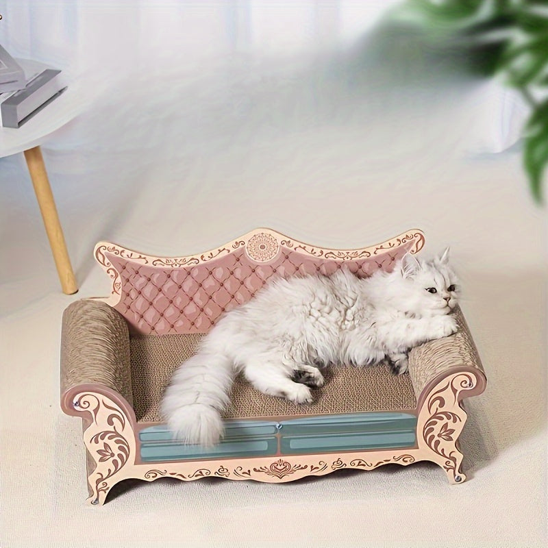 Luxury L-Shaped Cat Scratcher & Sofa Bed - Durable, Non-Shedding Cardboard with Unique Round Design for Large Cats, Pet Relaxation Spot | Luxury Cat Sofa | Plush Cat Bed