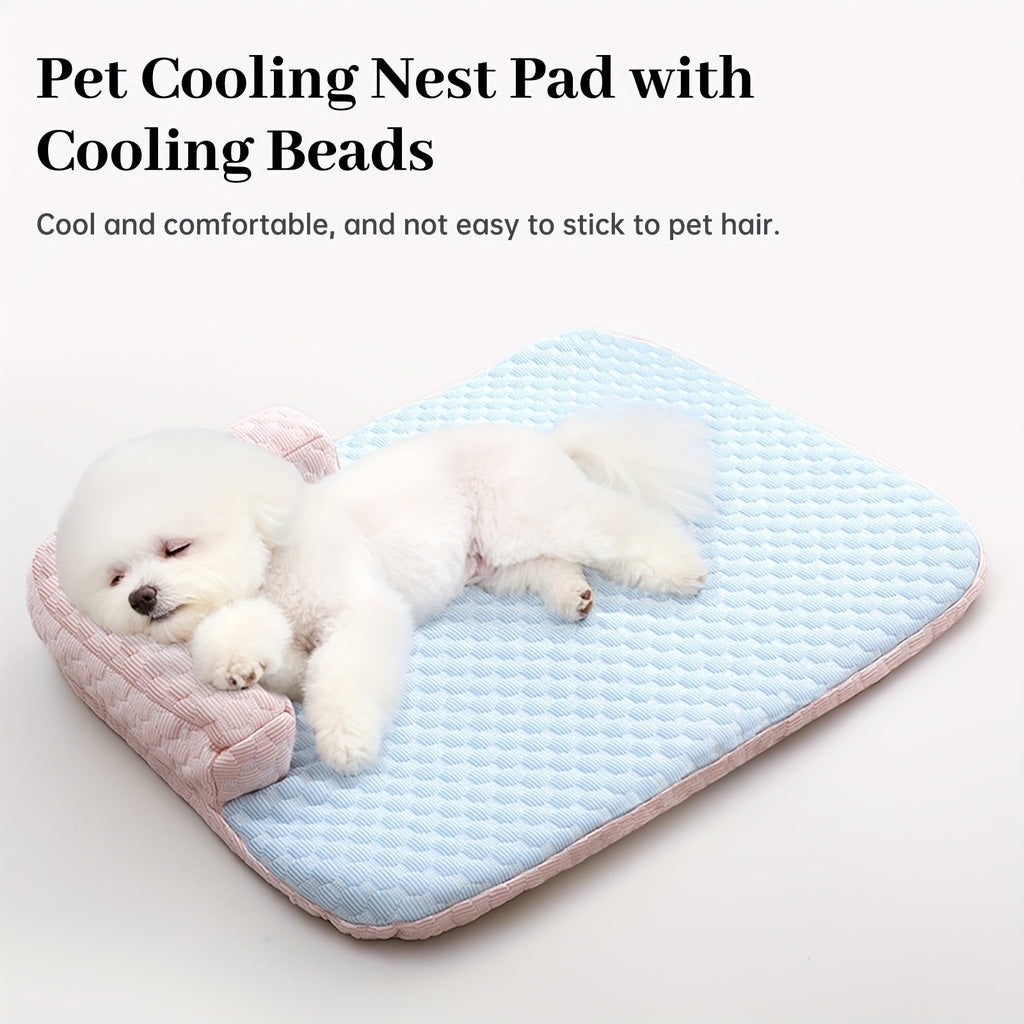 2-in-1 Pet Bed & Pillow for Dogs & Cats - Cooling Ice Memory Foam Pet Bed with Non-Slip Surface, Removable Washable Summer Mat, Polyester Fiber Filling, Square Design for Small/Medium/Large Dogs, Cozy Home Decor, Cozy Pet Furniture, Medium Dog Bed, Plush