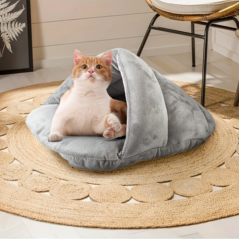 1pc Cozy Cottage-Style Cat Bed - Durable Chew-Resistant Polyester, All-Season Warmth, No Assembly Needed, Compact Design for Indoor Cats & Small Dogs, Soft Pet Bed for Home Decor, Cute Cat Bed
