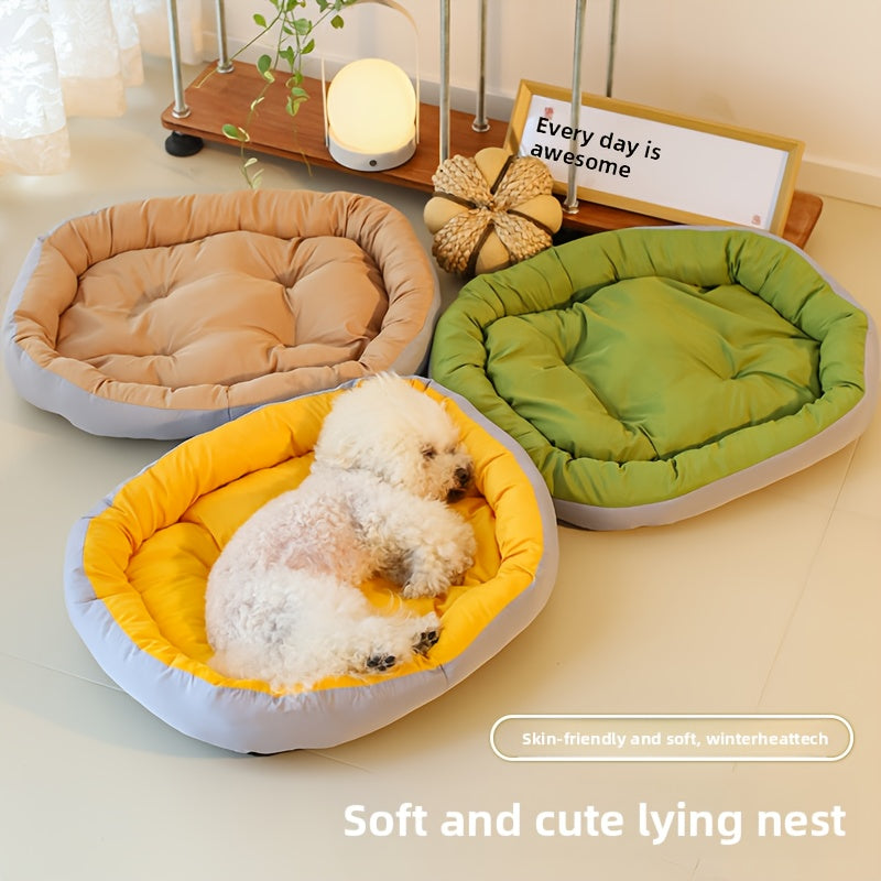 2025 New All-Season Soft Non-Stick Dog Bed & Cat Bed - Plush Polyester Pet Bed with Anti-Slip Base, Warm Ring Hug Design, Full-Filled Polyester Fiber, Green & Multi-Color Options for Small/Medium Pets, All-Season Cozy Sleeping Bed