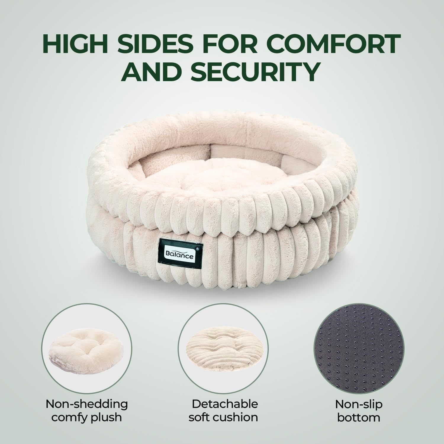 Cat Bed Kitten Bed, Washable Round Cat Beds for Indoor Cats, Super Soft Plush Faux Fur Pet Bed for Puppy and Kitten with Anti-Slip Bottom