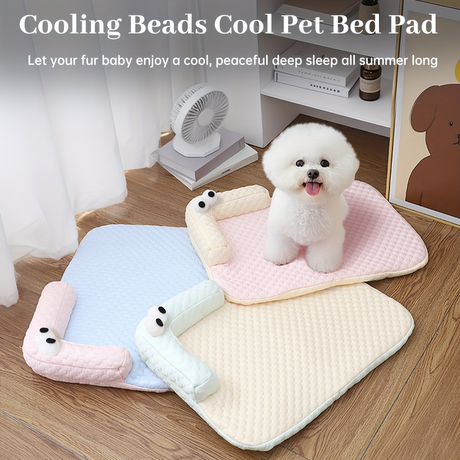 2-in-1 Pet Bed & Pillow for Dogs & Cats - Cooling Ice Memory Foam Pet Bed with Non-Slip Surface, Removable Washable Summer Mat, Polyester Fiber Filling, Square Design for Small/Medium/Large Dogs, Cozy Home Decor, Cozy Pet Furniture, Medium Dog Bed, Plush