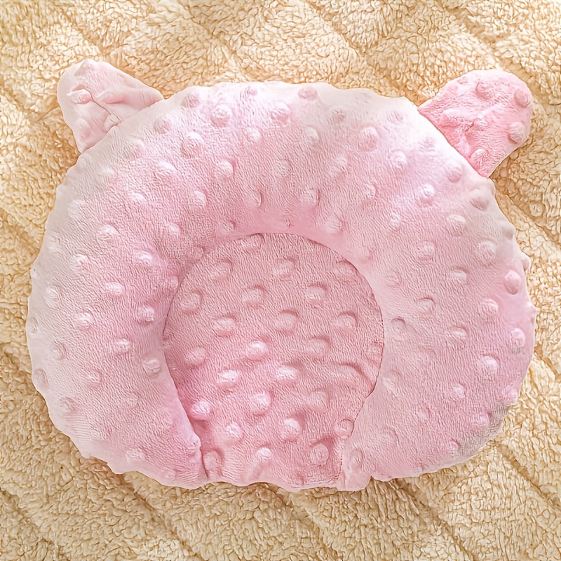 Cozy U-Shaped Cartoon Dog Bed for Small Dogs & Toy Breeds - Soft Polyester Fleece Oval Sleep Pad with Solid Yellow Color, Warm & Durable Design for Deep Sleep & Home Decor, Cute Dog Bed, Fluffy Texture