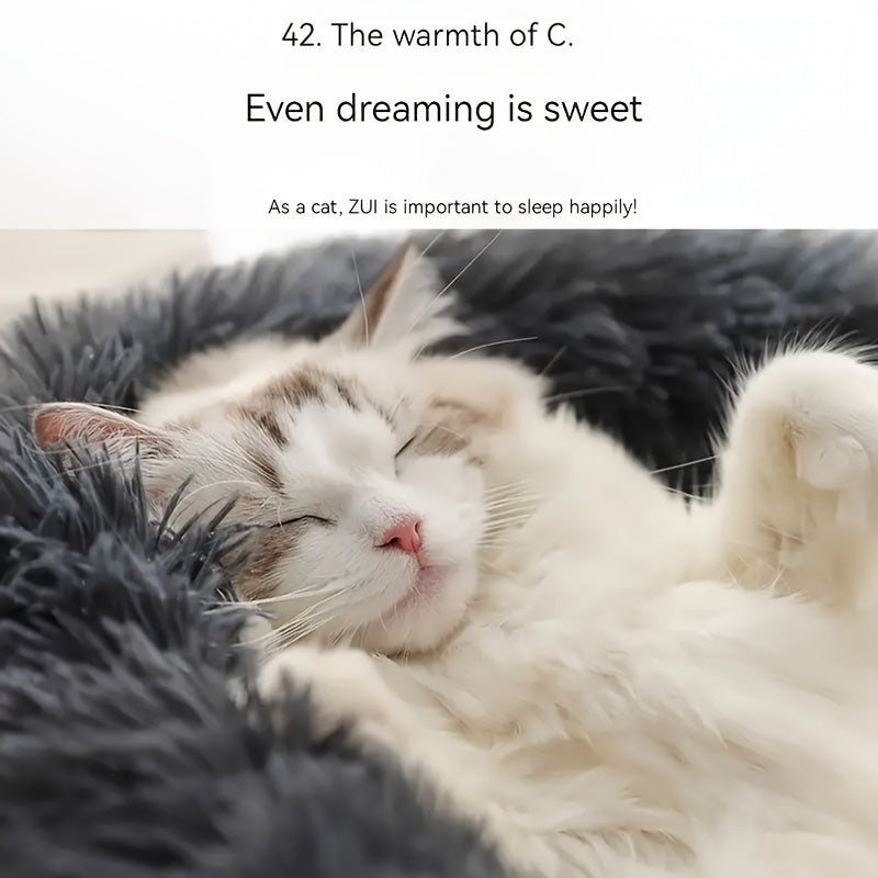 Cozy Fleece Cat Bed for Small Cats - Soft, Warm & Deep Sleeping Condo with Plush Gray & White Design, Classic Style, No Assembly Required, Perfect for Indoor Cats, Cat Bed for Small Cats, Indoor Pet Furniture, Classic Pet Furniture, Plush Pet Furniture