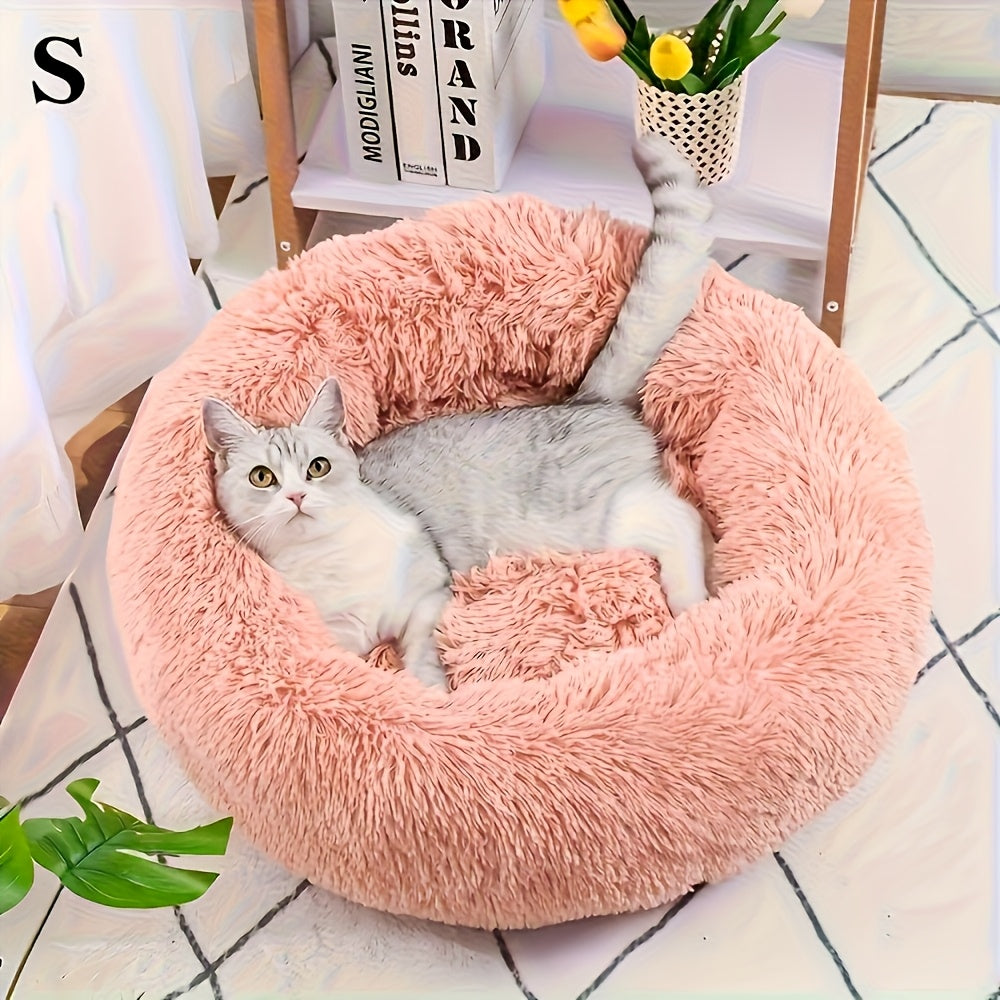 Cozy Fleece Cat Bed for Small Cats - Soft, Warm & Deep Sleeping Condo with Plush Gray & White Design, Classic Style, No Assembly Required, Perfect for Indoor Cats, Cat Bed for Small Cats, Indoor Pet Furniture, Classic Pet Furniture, Plush Pet Furniture