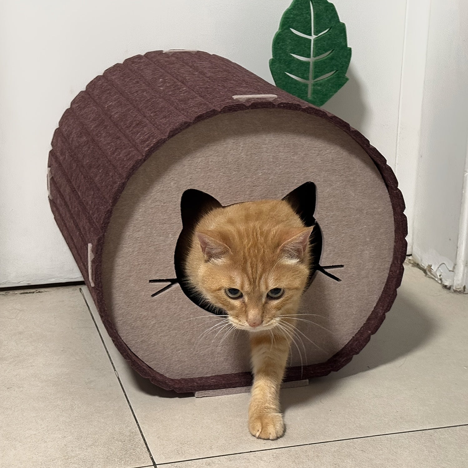 [Cozy Cat Bed] Durable, Cozy Velvet Felt Tree Hole Cat Bed | Classic Style, All-Season, Warm & Cool, Ideal for Multiple Cats, Assembled Cat House, Cat Furniture