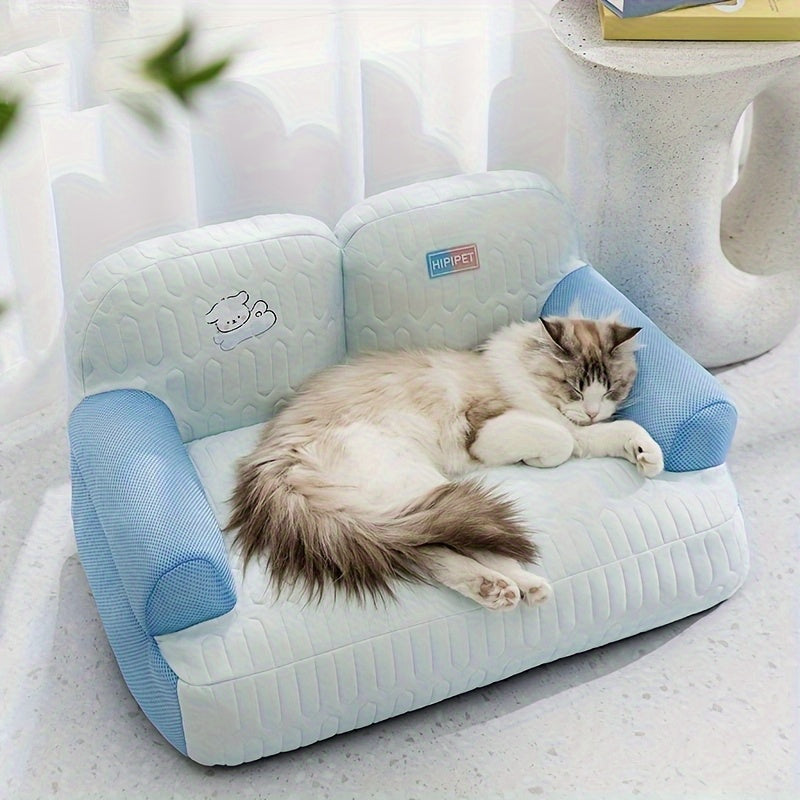 Breathable Removable Washable Dog Sofa Bed - Spring Summer Pet Nest with Cartoon Dog Design, Removable Washable Polyester Bed Mat for Small Medium Large Dogs, Pet Furniture Bed, Playful Design, Easy Maintenance