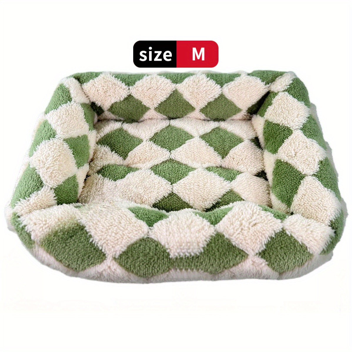 Cozy Plaid Dog Bed - Soft Small Dog Crate Pad with Breathable Anti-Slip Design, Green Checkered Pattern for Puppies & Cats, Extra Small Dog Bed for Indoor Use, Pet Bedding, Checkered Design, Durable Pet Furniture
