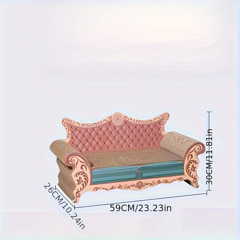Luxury L-Shaped Cat Scratcher & Sofa Bed - Durable, Non-Shedding Cardboard with Unique Round Design for Large Cats, Pet Relaxation Spot | Luxury Cat Sofa | Plush Cat Bed