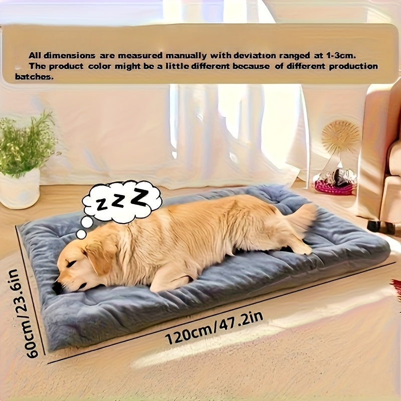 Extra Large Plush Dog Bed Sofa - Thick Soft Polyester Pet Mattress for Small Medium Large Dogs & Cats, Cushioned Rectangular Design with Grid Pattern, All-Season Cozy Furniture for Indoor/Outdoor Use, Pet Furniture Bed, Cozy Pet Furniture, Decorative Pet