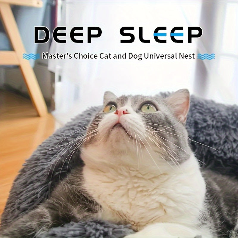 Cozy Fleece Cat Bed for Small Cats - Soft, Warm & Deep Sleeping Condo with Plush Gray & White Design, Classic Style, No Assembly Required, Perfect for Indoor Cats, Cat Bed for Small Cats, Indoor Pet Furniture, Classic Pet Furniture, Plush Pet Furniture