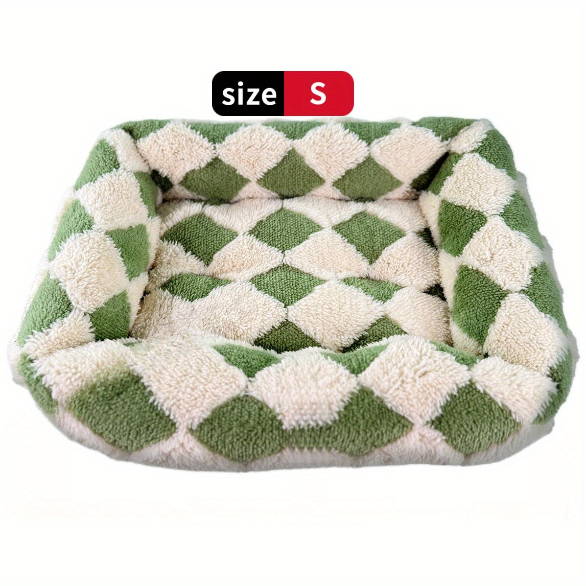 Cozy Plaid Dog Bed - Soft Small Dog Crate Pad with Breathable Anti-Slip Design, Green Checkered Pattern for Puppies & Cats, Extra Small Dog Bed for Indoor Use, Pet Bedding, Checkered Design, Durable Pet Furniture