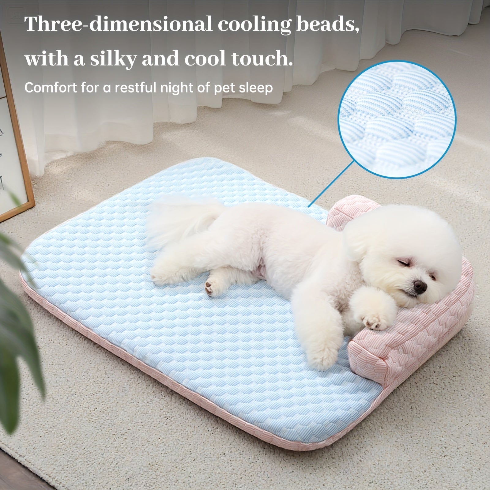2-in-1 Pet Bed & Pillow for Dogs & Cats - Cooling Ice Memory Foam Pet Bed with Non-Slip Surface, Removable Washable Summer Mat, Polyester Fiber Filling, Square Design for Small/Medium/Large Dogs, Cozy Home Decor, Cozy Pet Furniture, Medium Dog Bed, Plush