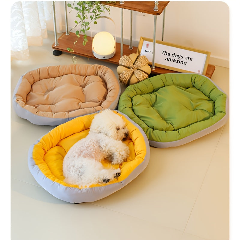 2025 New All-Season Soft Non-Stick Dog Bed & Cat Bed - Plush Polyester Pet Bed with Anti-Slip Base, Warm Ring Hug Design, Full-Filled Polyester Fiber, Green & Multi-Color Options for Small/Medium Pets, All-Season Cozy Sleeping Bed