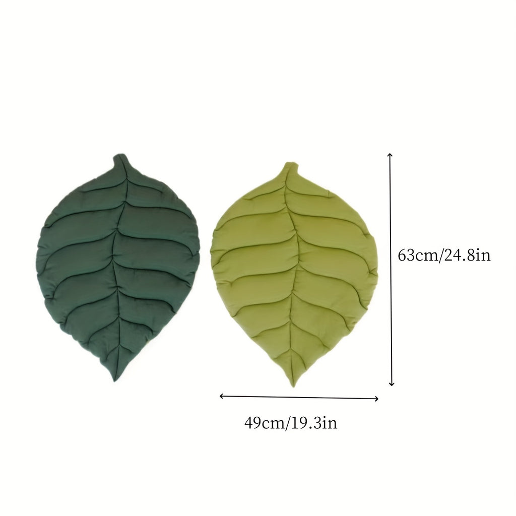 1 Soft Washable Leaf-Shaped Pet Mat for Cats & Dogs, Non-Slip Bite-Resistant Polyester Bed with Removable Cover, Geometric Design Rectangular Sleeping Mat for Comfort and Durability, Sleeping Pad