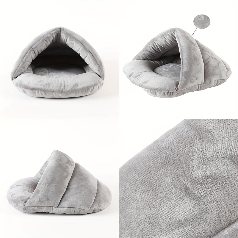 1pc Cozy Cottage-Style Cat Bed - Durable Chew-Resistant Polyester, All-Season Warmth, No Assembly Needed, Compact Design for Indoor Cats & Small Dogs, Soft Pet Bed for Home Decor, Cute Cat Bed