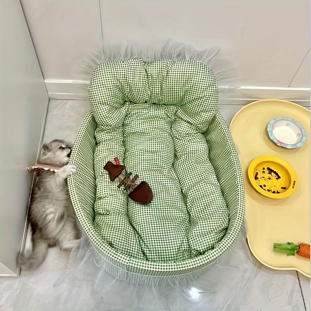 Adorable Princess Cat Sofa Bed, Luxurious All-Season Comfortable Pet Bed for Cats and Dogs, Washable & Removable Mat, Soft & Hair-Resistant, Vintage Cute Style with Ruffle Details, Multiple Colors Available – Stylish Decorative Accessory